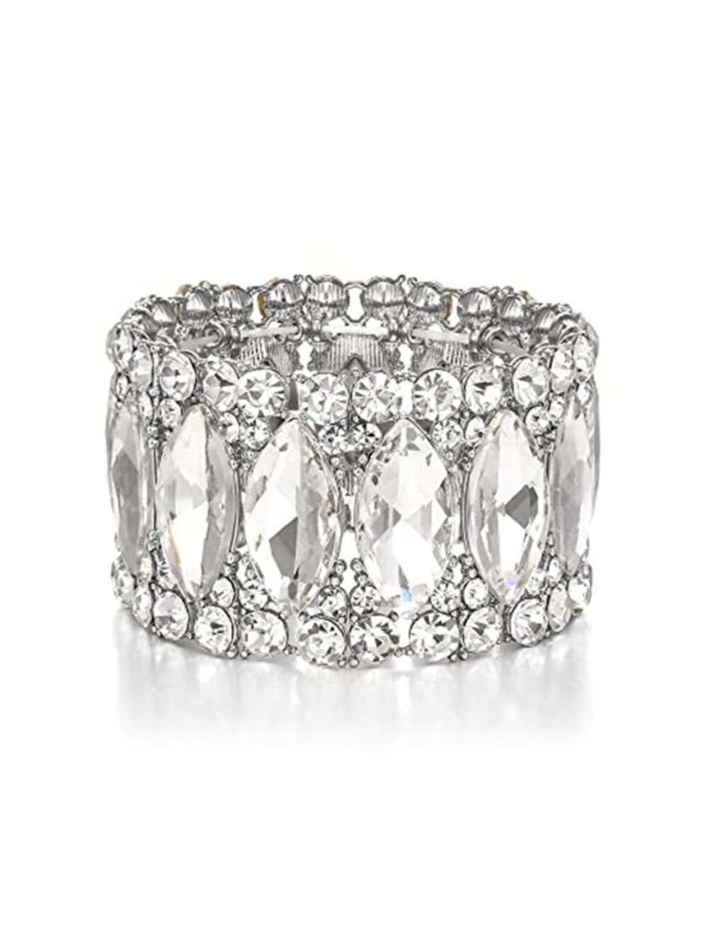 Wedding Bridal Gorgeous Crystal Stretch Bangle Bracelets for Women